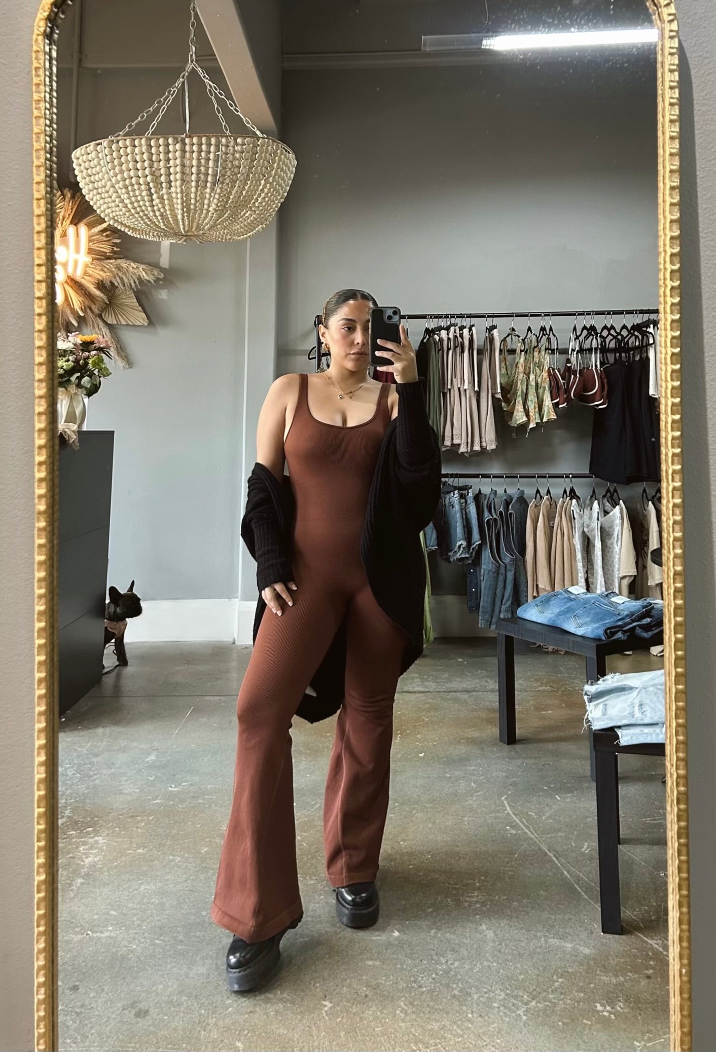 Mocha Seamless Flare Jumpsuit